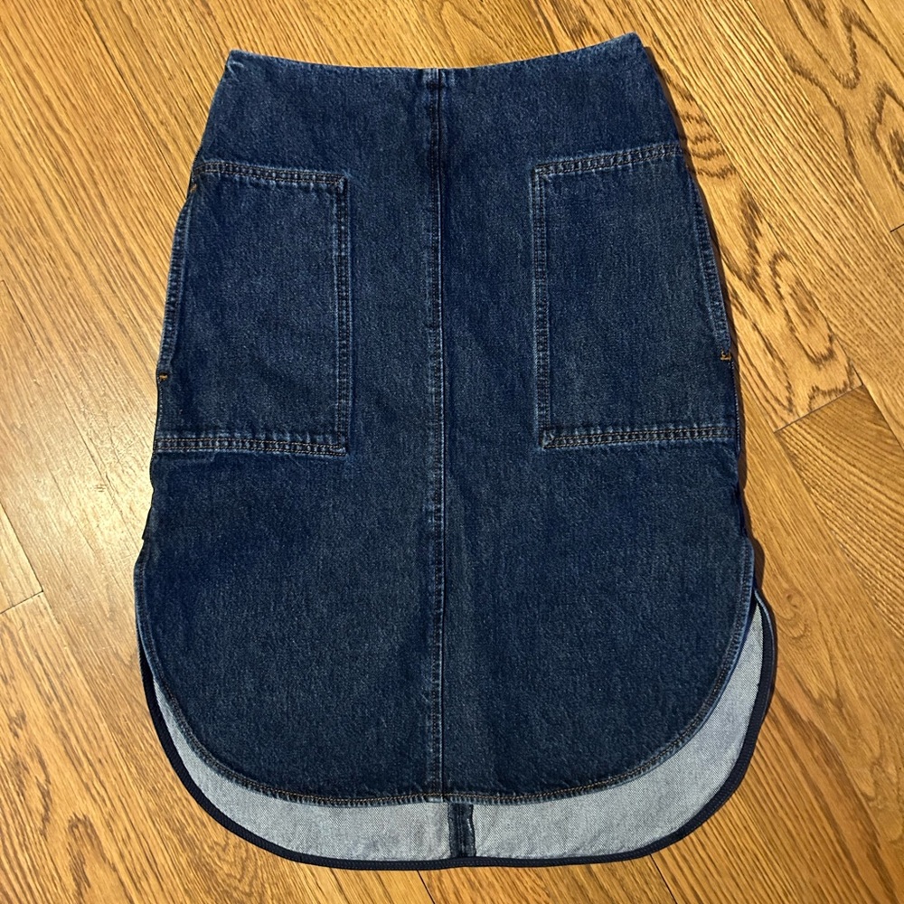 Toteme Curved Hem‎ Denim Skirt 34 / US 2 26 Waist Made in Italy Quiet Luxury - Picture 5 of 14